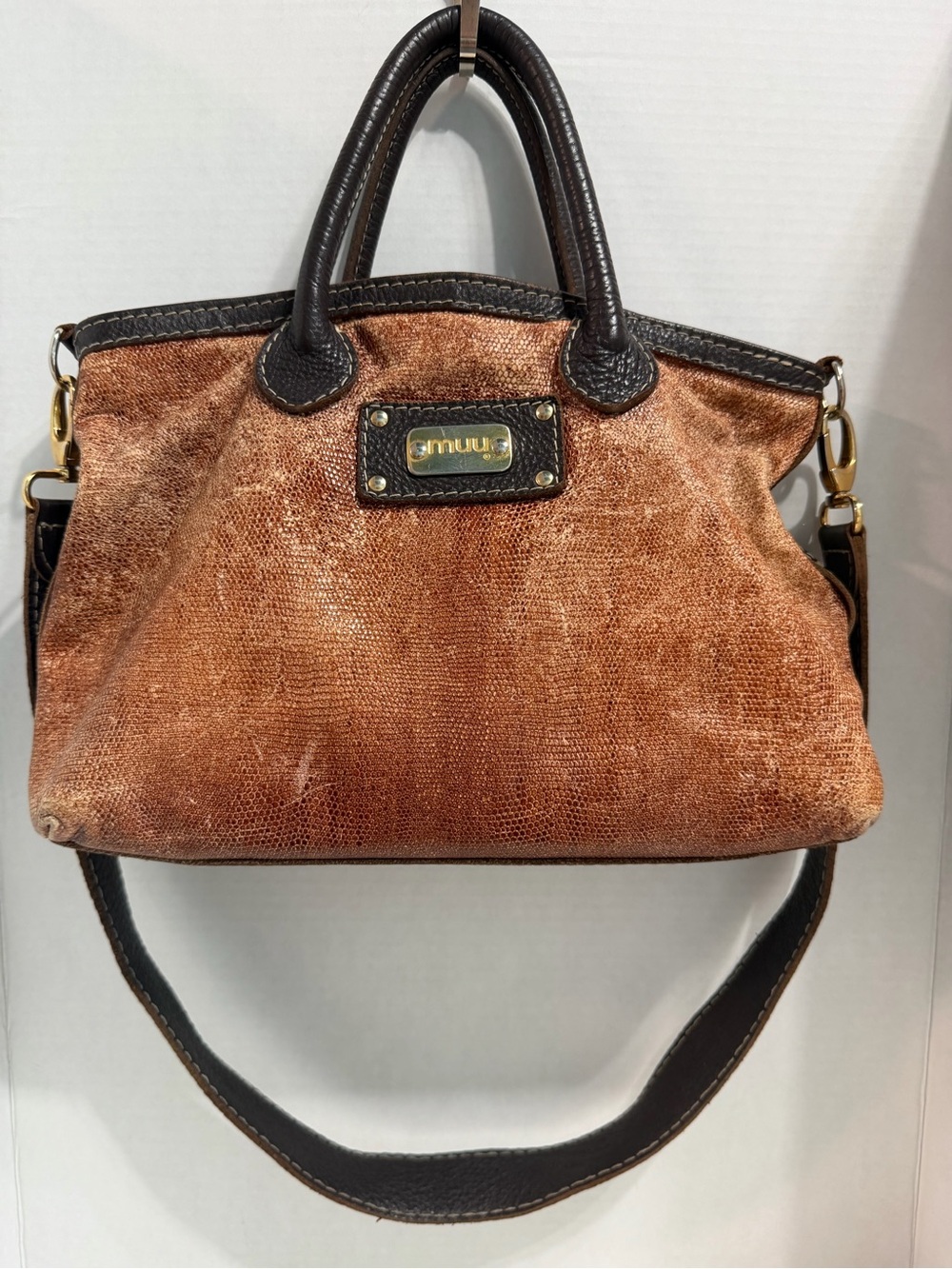 Muu Copper Metallic Leather Top-Handle Bag
